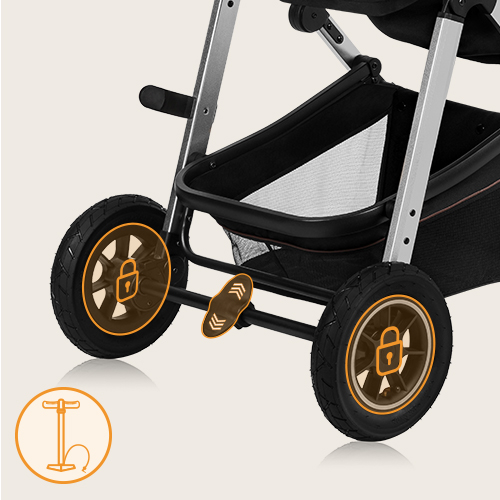 lionelo Amber 3 w 1 Black Silver — Wózek wielofunkcyjny